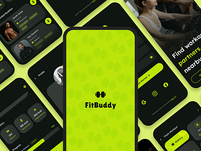 FitBuddy Mobile App Design - Gym Buddy Finder figma fitness app gym app design mobile app design product design saas ui design user experience user interface ux design website design