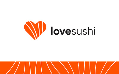 Love Sushi Logo Flat Design Illustration branding corporatestyle design fish flat heart icon japan minimalist pattern restaurant rice roll seafood symbol vector