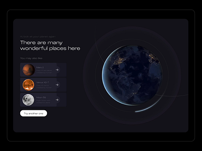 Concept page for space travel animation design illustration landing ui ux web