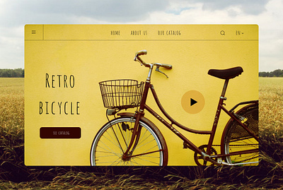 Retro bicycle bicycle design landing ui web design yellow