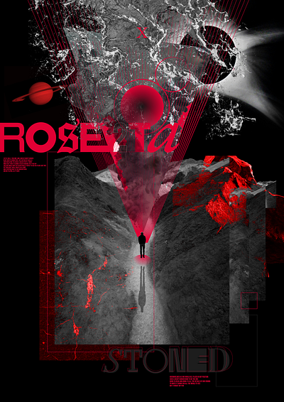 ROSE2TA STONED graphic design illustration red rosetta space stone stoned typography vector