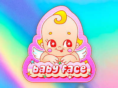 Baby Face angel baby baby face character design cherub child colorful cupid cute character design flat illustration illustrator kewpie texture vector y2k aesthetic