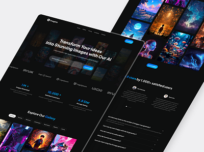 AI Image Generator Landing Page ai app app design branding dailyui dark design figma graphic design illustration landing page logo minimalism product design technology typography ui ux web design website