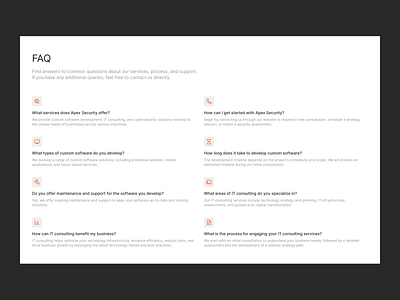 FAQ (frequently asked questions) answers description design exploration digital design faq figma frequently asked questions headline help center help desk icons light mode product design questions security support ui ux web web design