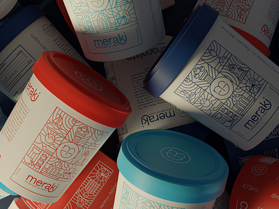 Meraki ice cream tub designs brand identity branding graphic design mock up packaging packaging design