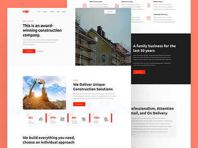 Construction Company Website Design - Landing Page building design construction design construction industry construction landing page construction portfolio construction services construction ui construction ux construction web