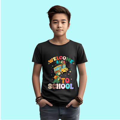 Welcome Back to school t-shirt design 100th days of school apparel back to school design dinosaur first day of school graphic design illustration logo roaring school vibes t shirt design trendy typography unique welcome back to school