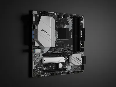 ASRock B550M PRO4 Motherboard 3D Model