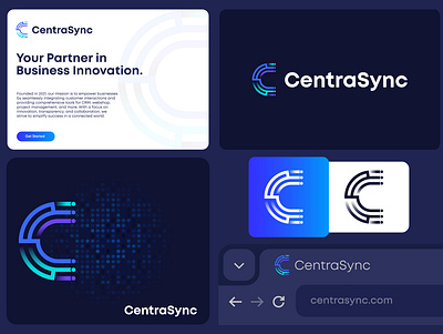 CentraSync Logo Design 3d logos bold typography branding color blocking crm flat design flow geometric gradient colors kinetic text letter c logo maze minimalist monogram motion negative space project management sync tech