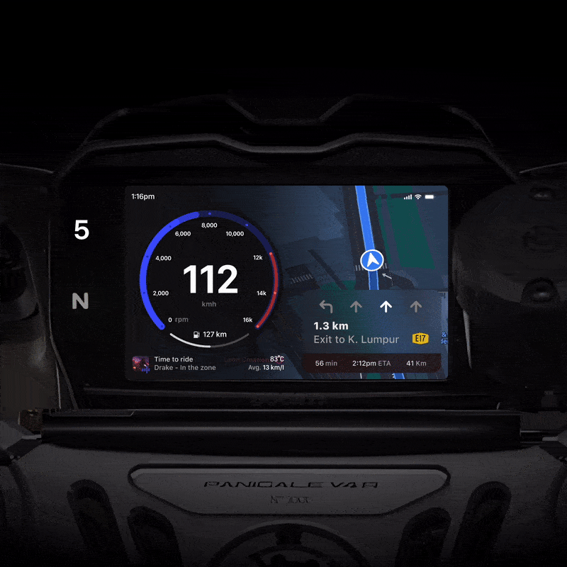 Apple MotoPlay Concept for Sportsbike animation apple carplay concept illustration motoplay product design speedometer ui ux wwdc