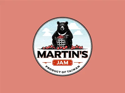 Bear and Strawberry Logo Design bear branding classic design graphic design illustration logo retro strawberry vintage