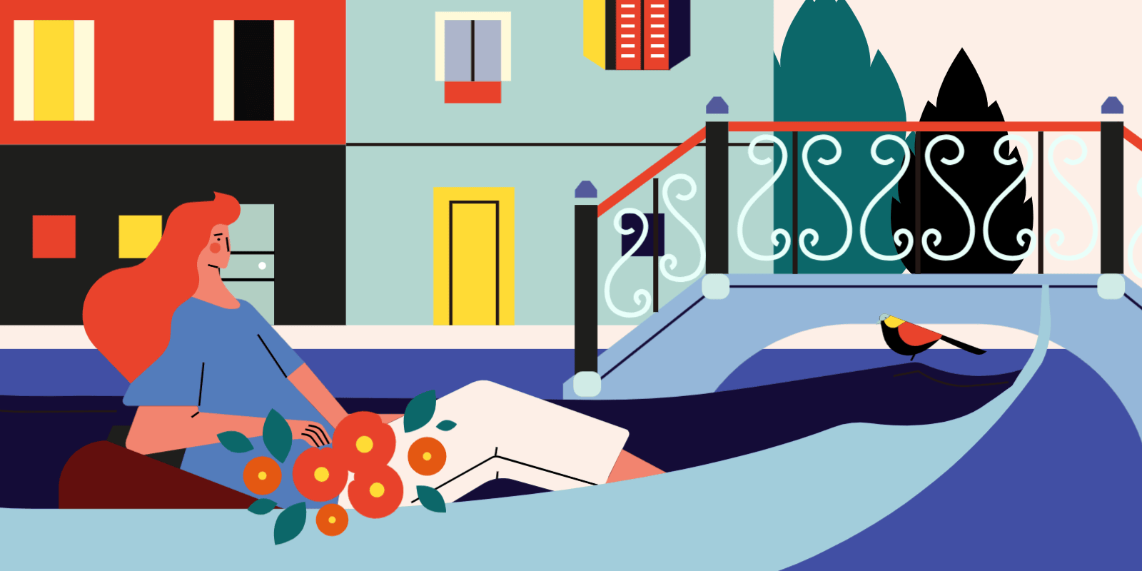 小园素作品 ：水上城市 design flat graphic design illustration vector