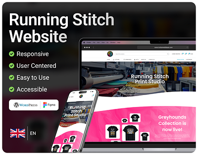 Running Stitch Print Studio Website custom orders website ecommerce website embroidery print shop online shop online store pod shop print on demand printing shop website ux ui woocommerce