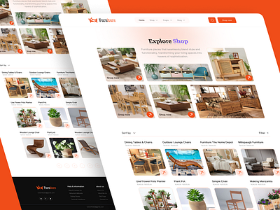 Furniture Product Design Portfolio decoration ecommerce ecommerce website furniture homedecor interior landing page market marketplace popular product product design product landing page shop shop ui web design