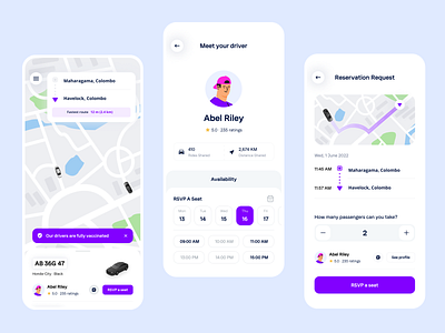 Ride Sharing App UI animation branding design uiux vector