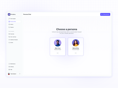 Choose a persona for Pondera Ai ai app card dashboard data persona saas saas design select ui ux