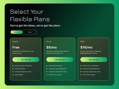 Pricing Section ai landing page pricing shanto studio ui ui design ux ux design website