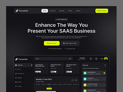 SaaS landing Page Design dark design dark template dashboard home page interface landing page oripio product product design saas saas website sujon hossain typography ui design ux design web design web ui