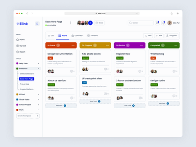 Elink - Project Management App design minimal project management task management ui ux web design website