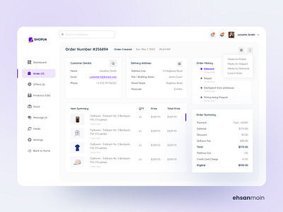 Shopln: Order Page dashboard design design system minimal order order details order system product product design saas saas dashboard saas design saas product sidebar ui ux web app