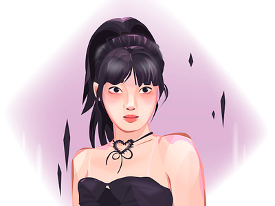 Pretty Ningning AESPA beauty character illustration kpop vector