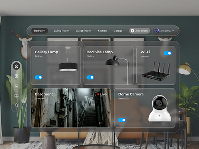 Home Monitoring Dashboard - AR Concept app concept design spatialdesign ui uidesign uiux