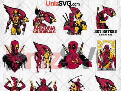 HeadingArizona Cardinals Deadpool And Wolverine SVG arizonal cadinals illustrator nfl