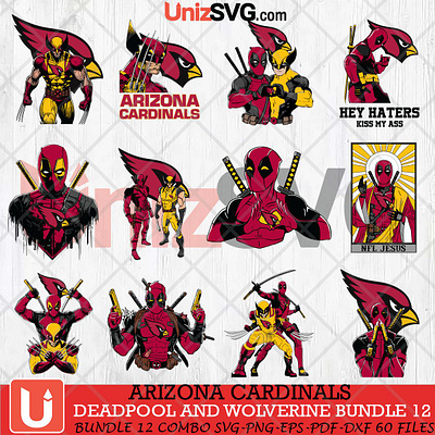 HeadingArizona Cardinals Deadpool And Wolverine SVG arizonal cadinals illustrator nfl