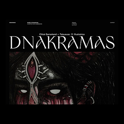 Dnakramas’s portfolio website artist blackwork dark design dotwork editorial grid illustrator portfolio tattoo typography ui web webpage website