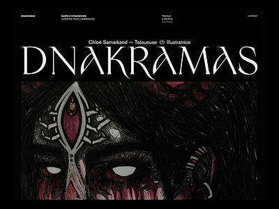 Dnakramas’s portfolio website artist blackwork dark design dotwork editorial grid illustrator portfolio tattoo typography ui web webpage website