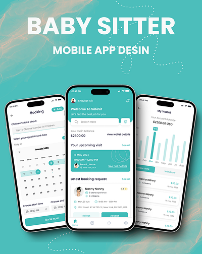 Baby Care Mobile App Design app branding design graphic design illustration landing logo mob typography ui ux vector website design