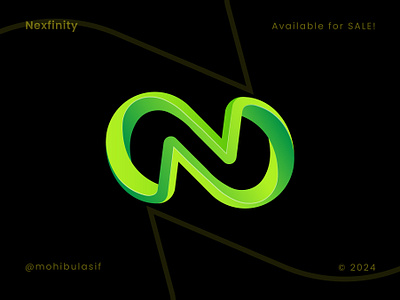 Nexfinity Logo - Letter N - infinity - 3D - Modern Logos 3d abstract brand identity branding dynamic gradient color logo graphic design infinity infinity symbol innovation letter n logo logo design logo type logos modern n infinity logo n logo next