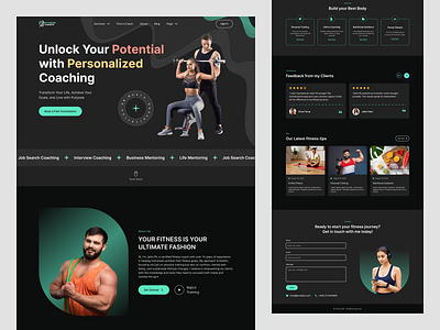 Fitness Coach Landing page UI cleandesign designinspiration fitnesscoach fitnessgoals fitnessjourney fitnessui gymwebsite healthandwellness interactivedesign landingpage minimalistdesign moderndesign personaltrainer responsivedesign uidesign uiux userexperience webdesign wellness workoutplan