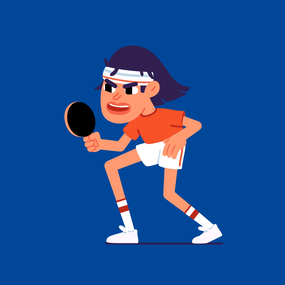 "Ping-Pang" Player 2 2d aftereffects animation arcade characterdesign design game idle illustration loop match motion olympics pingpong short sport tabletennis