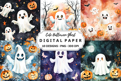 Cute Halloween Ghost Background mug print design