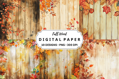 Watercolor Fall Wood Background tumbler wrap