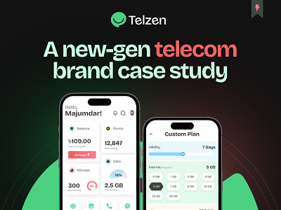 Telzen- A telecom brand case study analytics android app cellular clean connection data usage design esim ios mobile app network operator provider simple telco telecom telecommunication