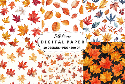 Fall Leaves Seamless Patterns Paper tumbler wrap