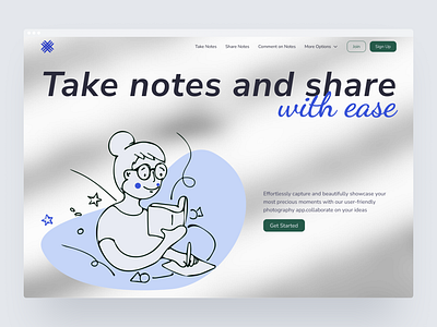 Note taking app Landing Page Hero Web Design UI UX design figma framer hero section landing page design note taking app note taking app landing page product design responsive design ui ui ux ux web design web shot webflow website