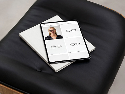 Chimi Optics Concept book branding category chimi ecommerce filter glasses grey grid ipad logo mockup model navigation product shop tablet ui ux white