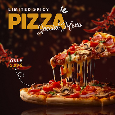 Spicy Pizza poster promotion graphic design