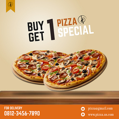 Pizza Buy 1 get 1 special poster pizza graphic design