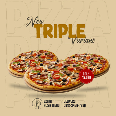 Triple variant pizza poster promotion design