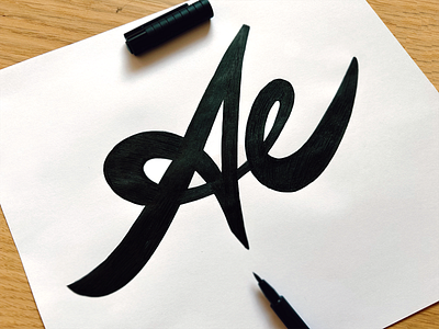 Ae ae authentic bikes branding calligraphy custom dynamic flow handlettering handtype identity lettering logo script signature sketching type unique