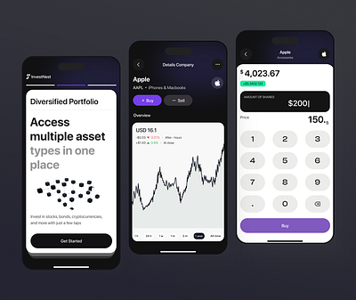 InvestNest - Investment Mobile App app design finance app fintech fintech app invest investment app ios mobile apps mobile design mobileapp product design stock market ui ui design uiux uiux design ux ux design venture capital