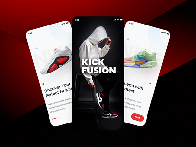 KickFusion App - Seamlessly Stylish Footwear Experience design figma luxury app mobile app ui