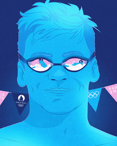 Paris 2024 Olympics Art: Day 5 art design digital games graphic illustration leonmarchand olympics paris poster sport swimming