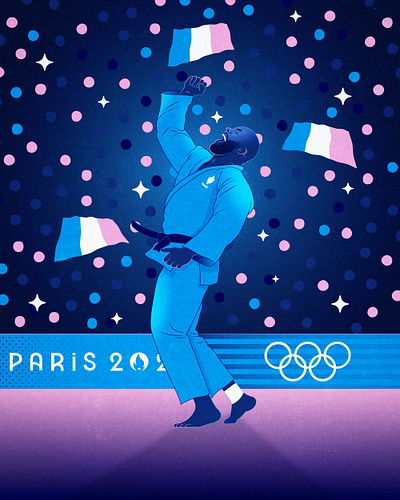 Paris 2024 Olympics Art: Day 7 art design digital games graphic illustration judo olympics paris paris2024 poster sport teddyriner