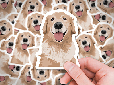 Woof woof! 🐕 dog golden retriever illustration sticker vector