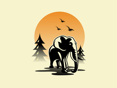 Elephant design elephant forest graphic design illustration landscape logo design modern simple trees vector